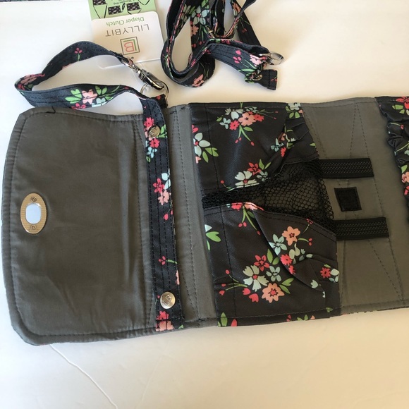 New Lilly Bit Diaper Bag Clutch Convertible Folding Shoulder Strap Changing Pad - Picture 7 of 12